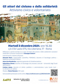 Gli attori del civismo e della solidariet&agrave; - 3 dicembre