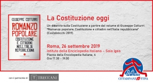 26 settembre 2019 - La Costituzione oggi. Un dibattito sulla Costituzione a partire dal volume di Giuseppe Cotturri &ldquo;Romanzo popolare&rdquo;