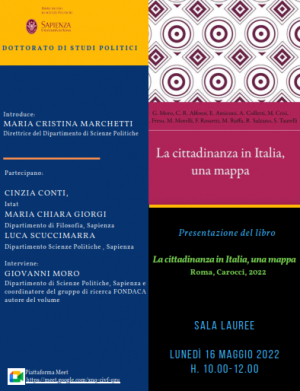 16 maggio 2022 - La cittadinanza in Italia, una mappa. Presentazione del libro